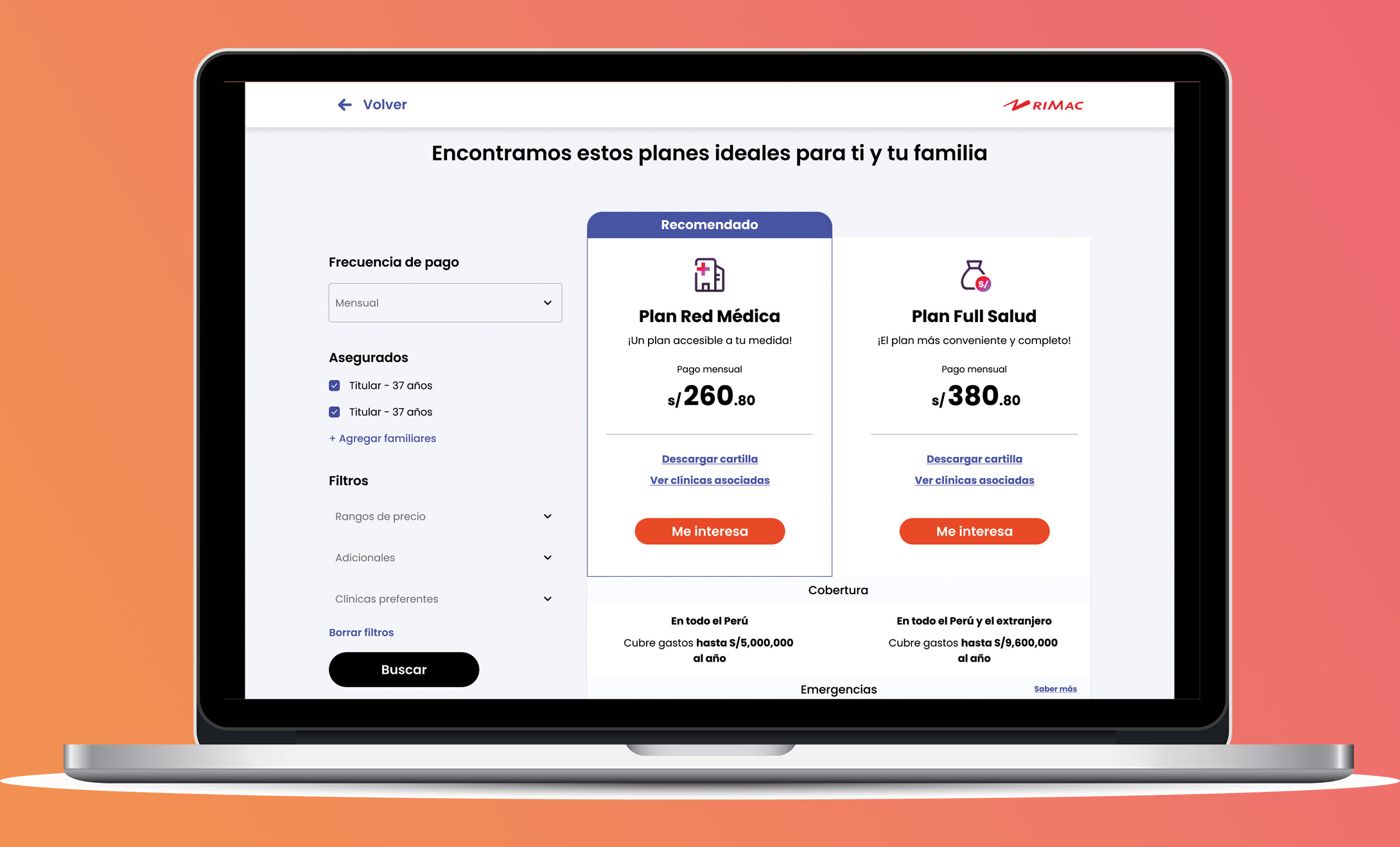 Isapre Esencial pantallas