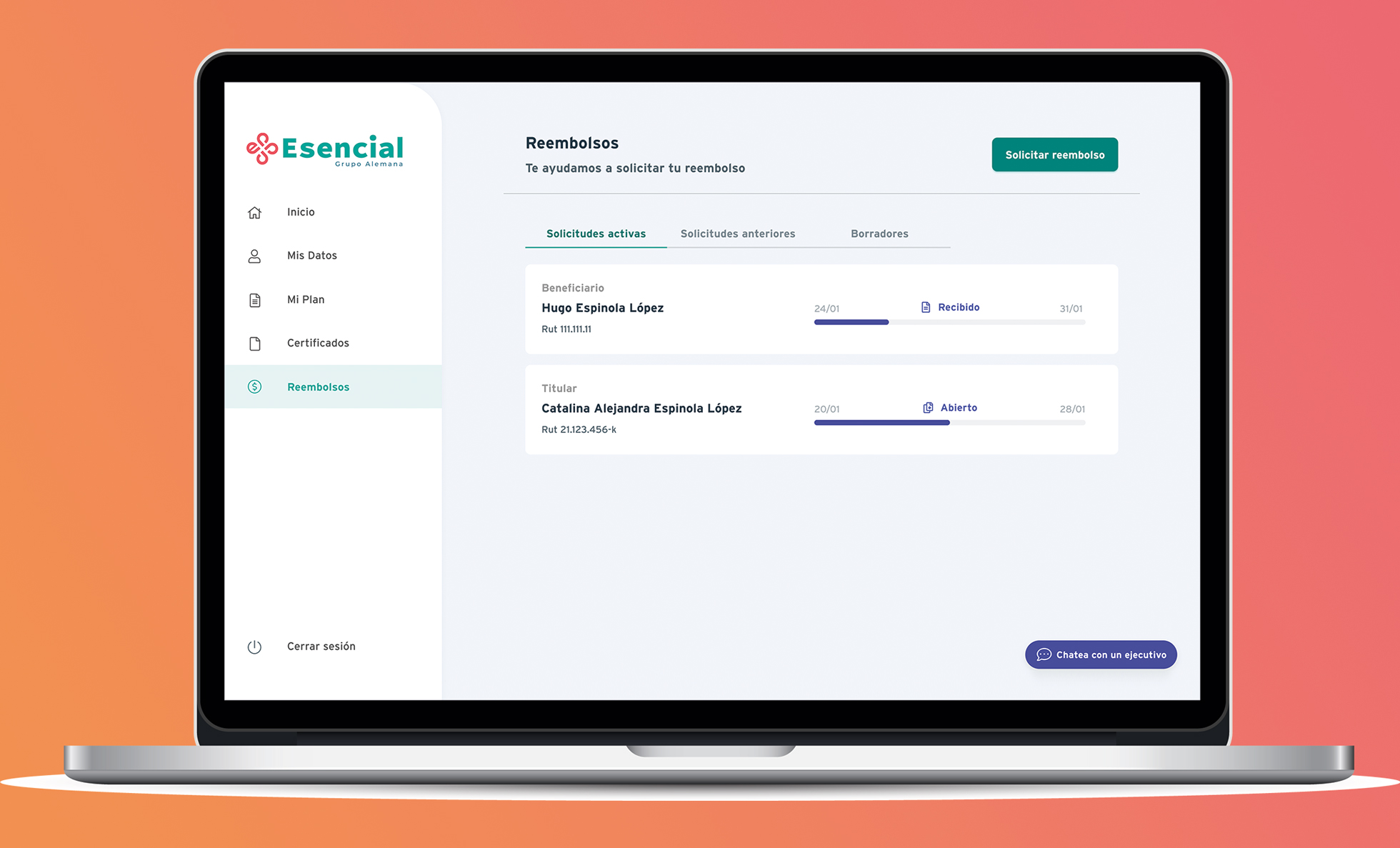 Isapre Esencial pantallas