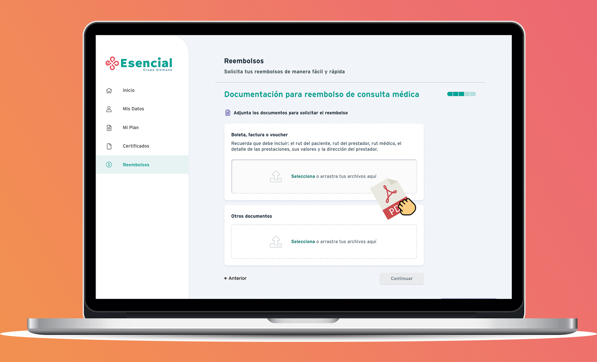 Isapre Esencial pantallas