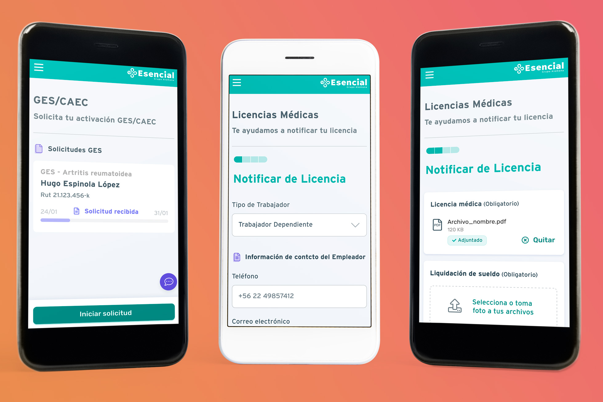 Isapre Esencial pantallas